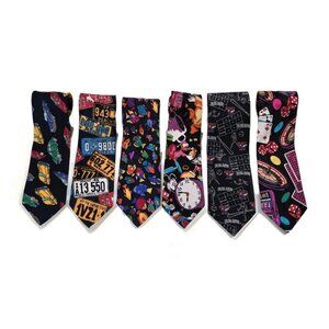Vtg Ties Lot of 6 Made In Korea 5 Silk Disney Cars Casino 1 Polyester Blue Jays